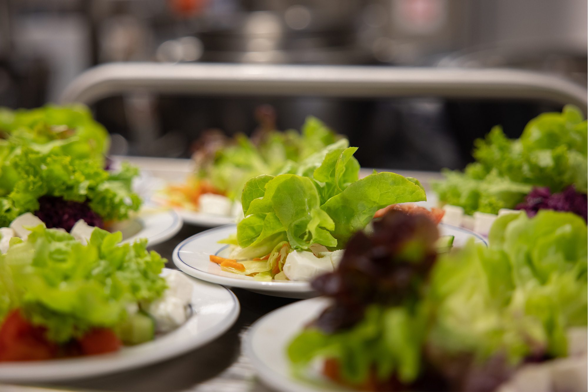Beilagen Salate angerichtet auf kleinen Tellern